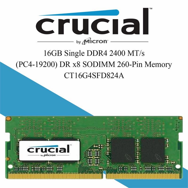 thumbnail image 2 of Crucial 16GB DDR4 2400MHz Laptop Memory (CT16G4SFD824A) - 260-Pin SODIMM, 1.2V, Lifetime Warranty 2 of 12