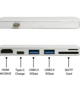 Cáp Chuyển Đổi USB Type C 6 in 1 To HDMI, 2 x USB 3.0, USB Type C, SD, Micro SD (UC-054)