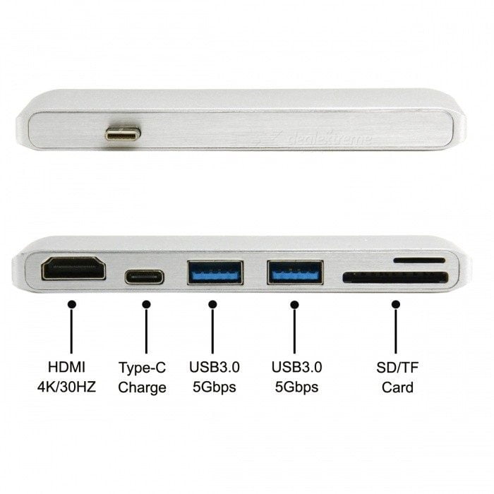 Cáp Chuyển Đổi USB Type C 6 in 1 To HDMI, 2 x USB 3.0, USB Type C, SD, Micro SD (UC-054)