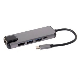Cáp Chuyển Đổi USB Type C 5 in 1 To HDMI, RJ45, 2 x USB 3.0, USB Type C ( UC-058 ) 1