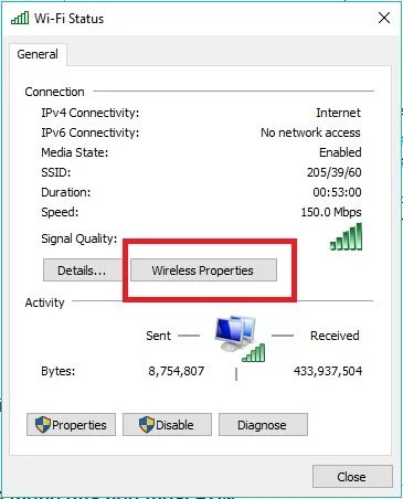 Chọn Wireless Properties Chọn Wireless Properties