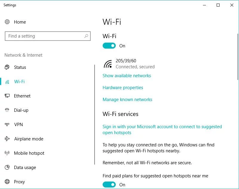 ở màn hình Setting click vào wifi ở màn hình Setting click vào wifi