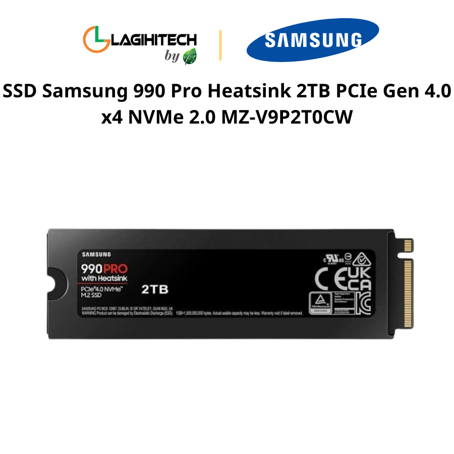 SSD Samsung 990 Pro Heatsink 2TB PCIe Gen 4.0 x4 NVMe 2.0 MZ-V9P2T0CW h4