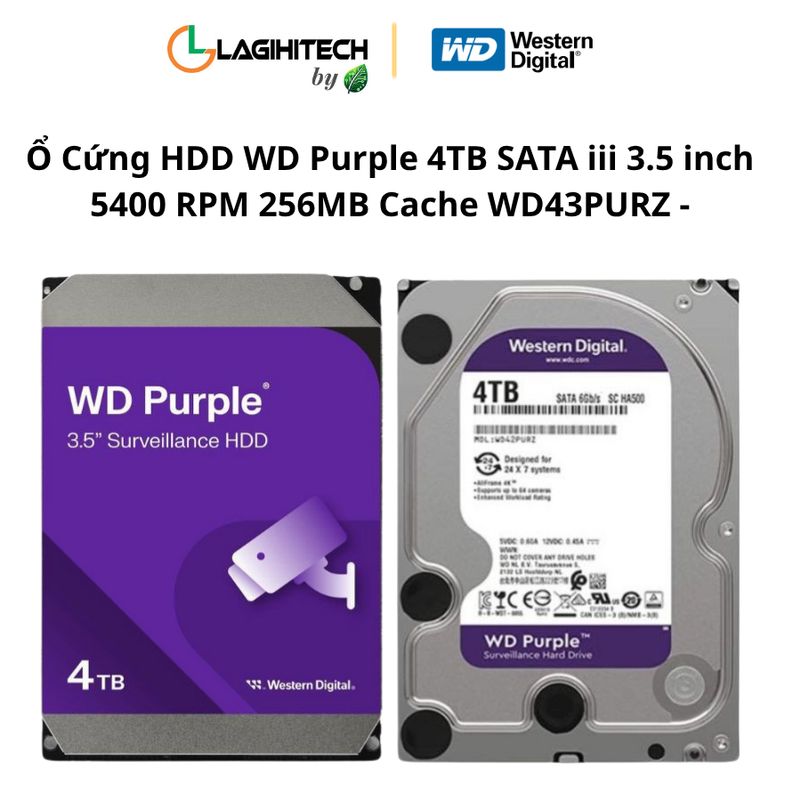 o cung hdd wd purple 4tb sata iii 3.5 inch 5400 rpm 256mb cache wd43purz h3