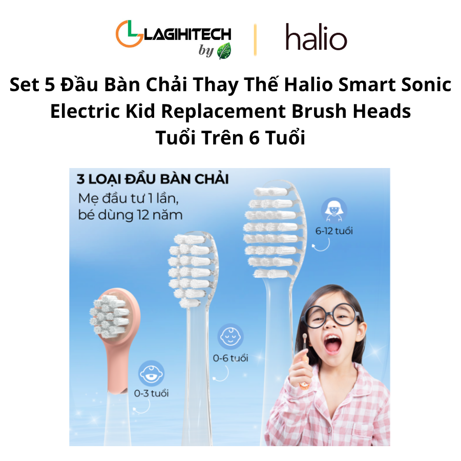 set 5 dau ban chai thay the halio smart sonic electric kid replacement brush heads tuoi tren 6 h2