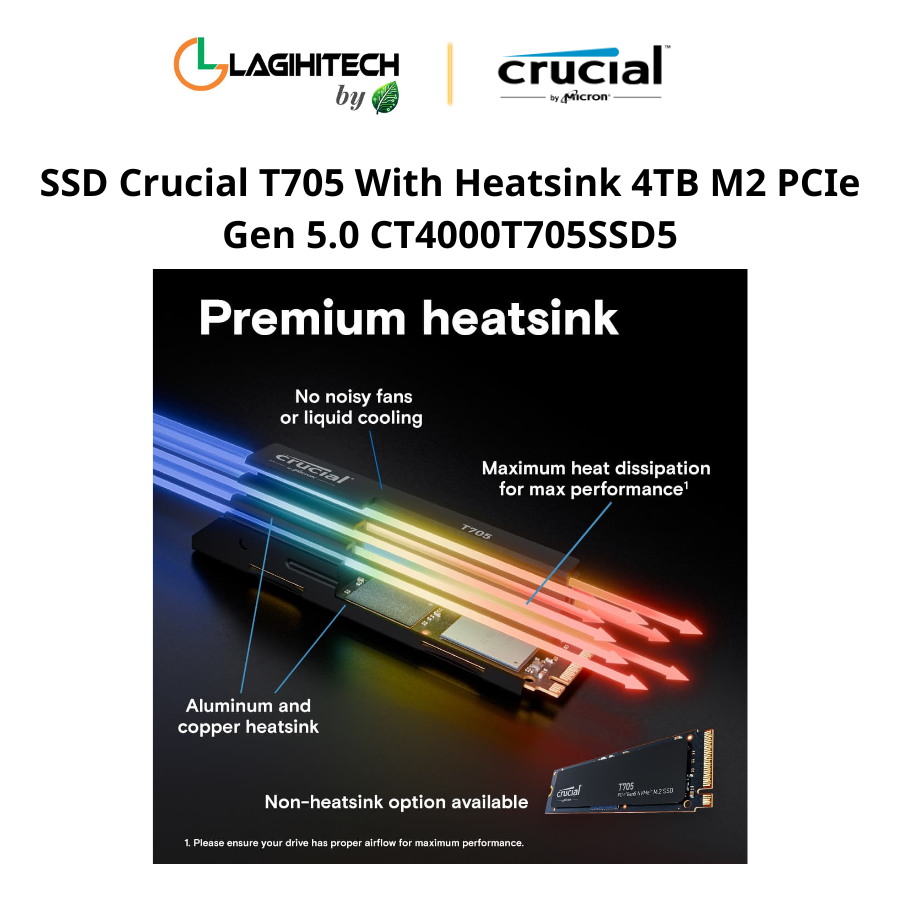 SSD Crucial T705 With Heatsink 4TB M2 PCIe Gen 5.0 CT4000T705SSD5 h3
