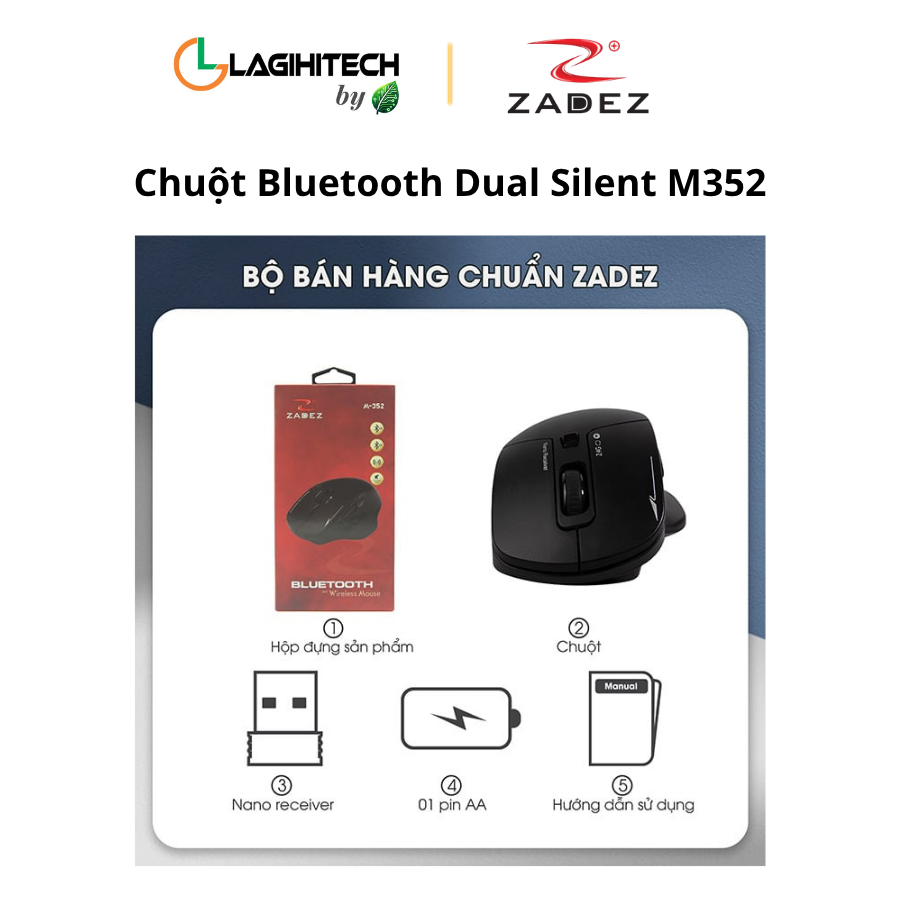 chuot bluetooth dual silent m352 h5