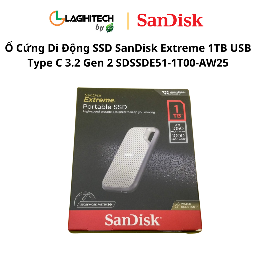 o cung di dong ssd sandisk extreme 1tb usb type c 3.2 gen 2 SDSSDE51-1T00-AW25 h4