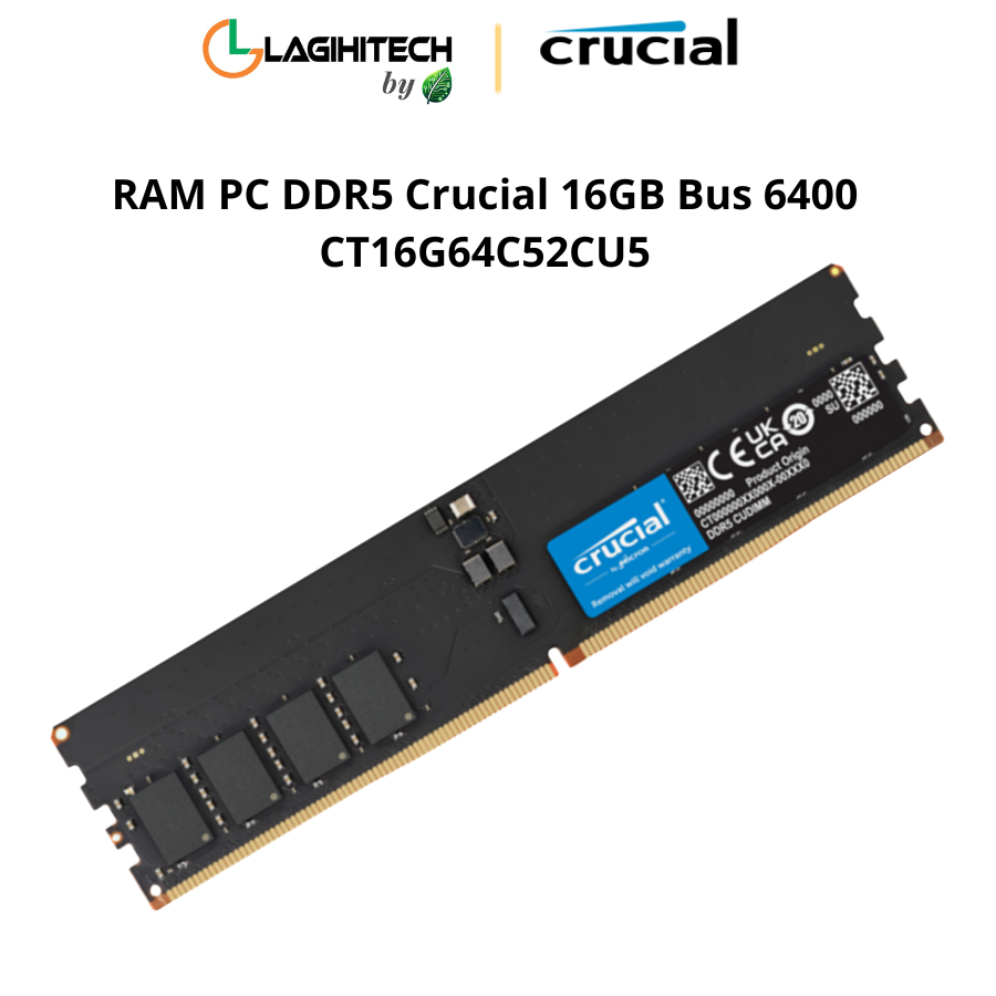 RAM PC DDR5 Crucial 16GB Bus 6400 CT16G64C52CU5 h1