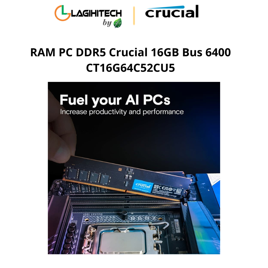 RAM PC DDR5 Crucial 16GB Bus 6400 CT16G64C52CU5 h4