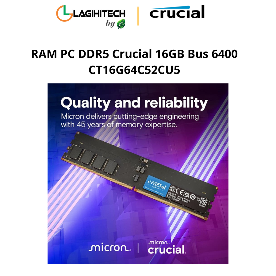 RAM PC DDR5 Crucial 16GB Bus 6400 CT16G64C52CU5 h5
