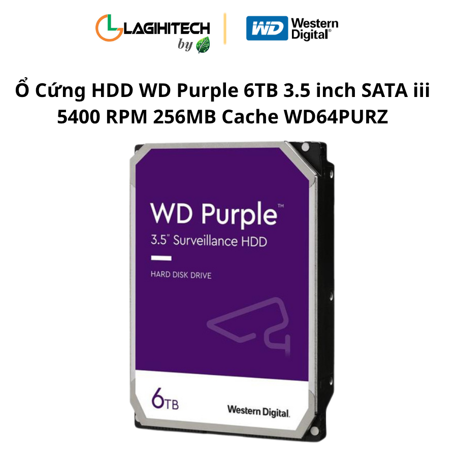 o cung hdd wd purple 6tb 3.5 inch sata iii 5400 rpm 256mb cache wd64purz h1