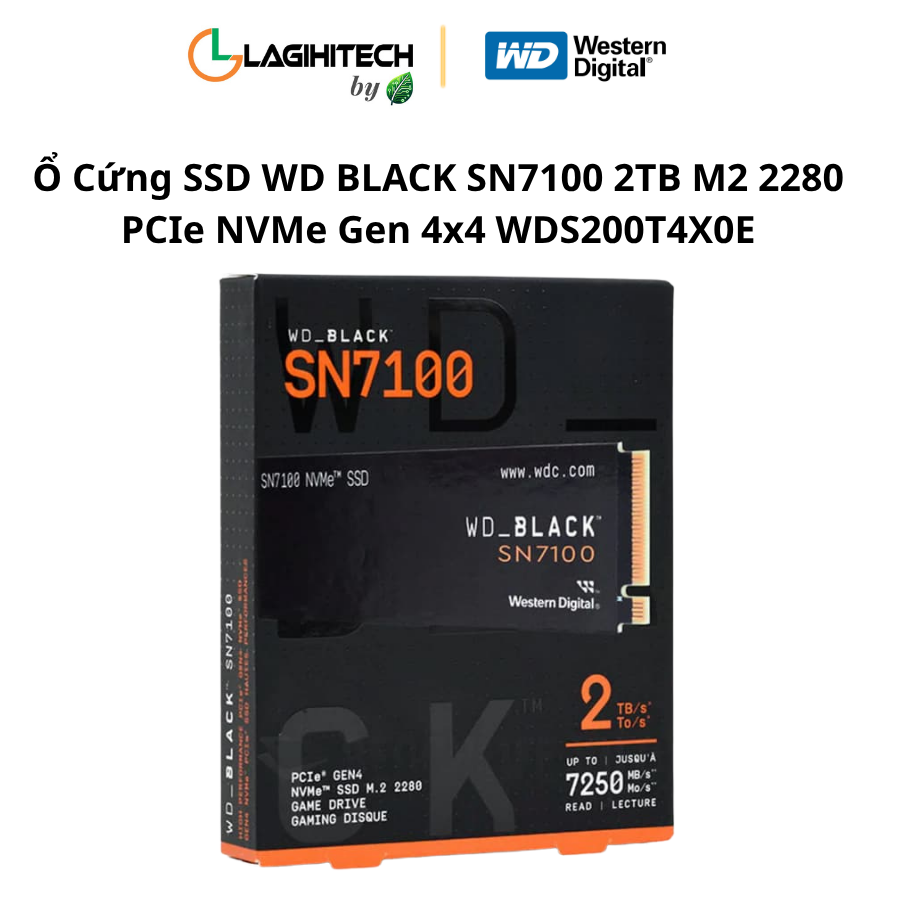 o cung ssd wd black sn7100 2tb 2280 pcie nvme gen 4x4 WDS200T4X0E h2