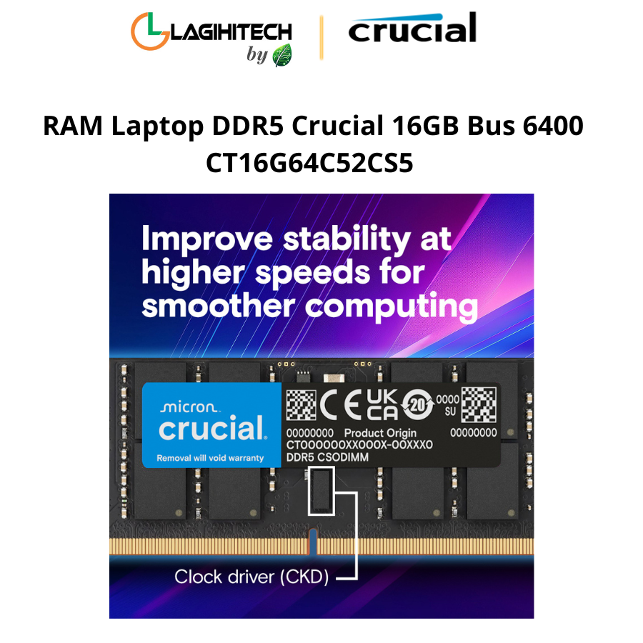 ram laptop ddr5 crucial 16gb bus 6400 CT16G64C52CS5 h6