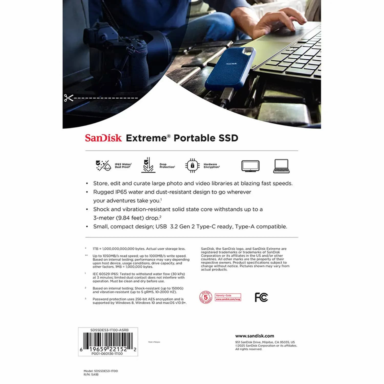 SSD Sandisk Extreme E53 1TB USB Type C 3.2 Gen 2 SDSSDE53-1T00-ASRB hinh 4