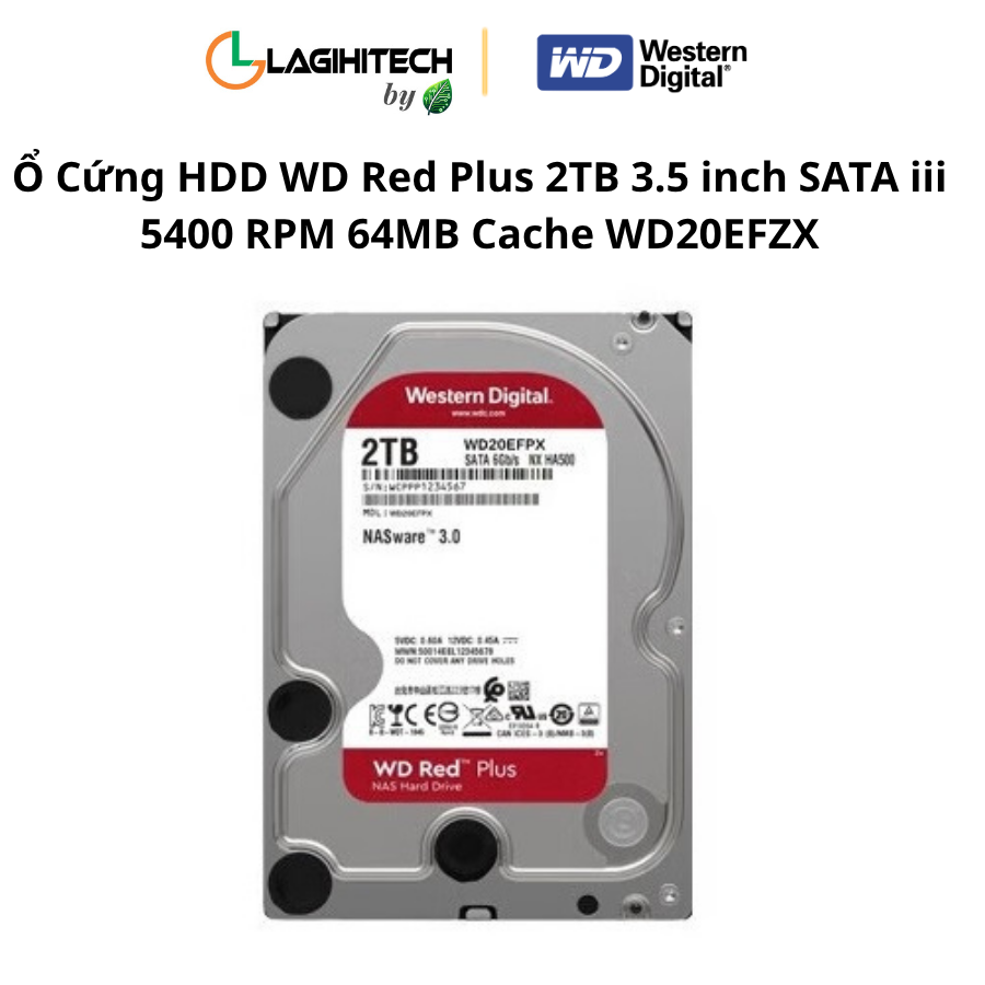 o cung hdd wd red plus 2tb 3.5 inch sata iii 5400 rpm 64mb cache wd20efzx h2