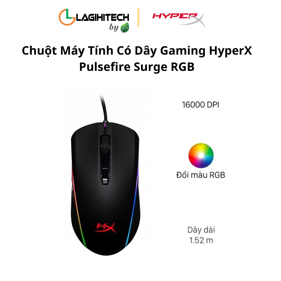 chuot may tinh co day gaming hyperx pulsefire surge rgb h2