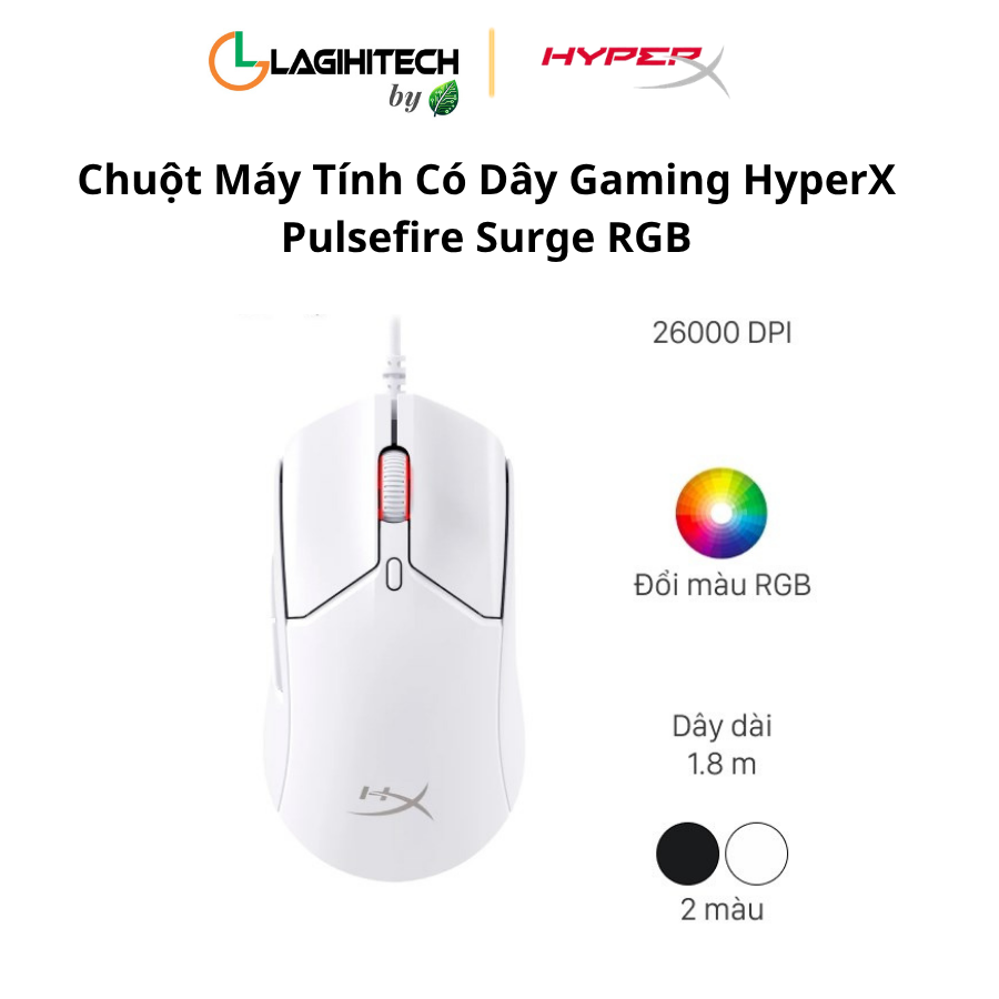 chuot may tinh co day gaming hyperx pulsefire surge rgb h3
