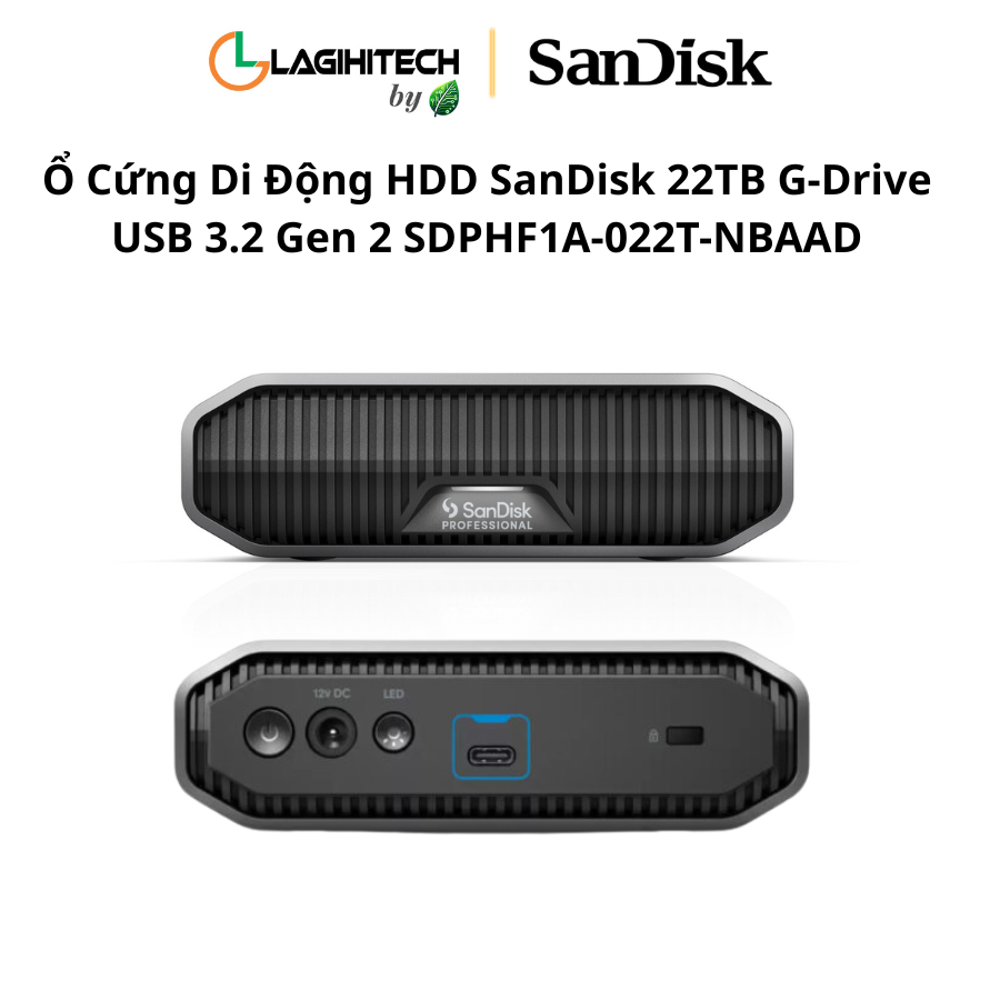 o cung di dong hdd sandisk professional 22tb g-drive usb 3.2 gen 2 sdphf1a-022t-nbaad h2