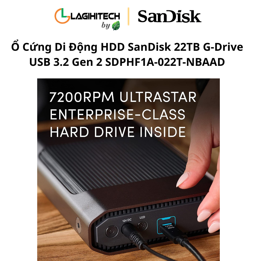 o cung di dong hdd sandisk professional 22tb g-drive usb 3.2 gen 2 sdphf1a-022t-nbaad h5