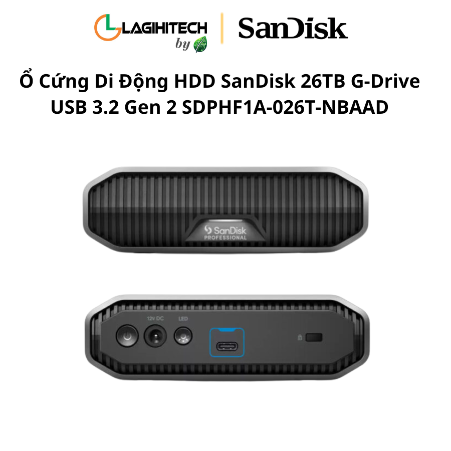 o cung di dong hdd sandisk professional 26tb g-drive usb 3.2 gen 2 sdphf1a-026t-nbaad h2