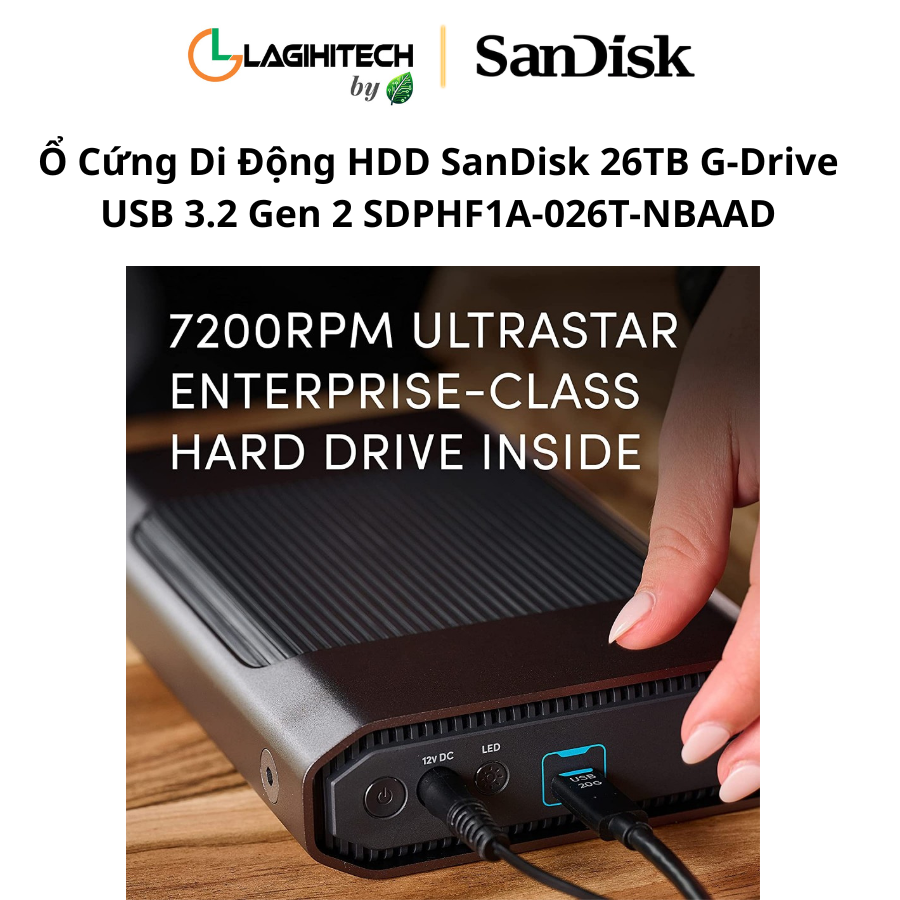 o cung di dong hdd sandisk professional 26tb g-drive usb 3.2 gen 2 sdphf1a-026t-nbaad h5