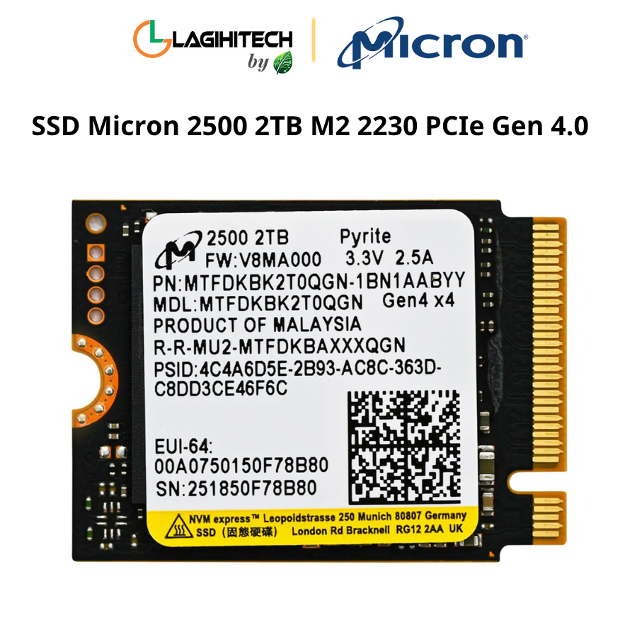 ssd micron 2500 2TB M2 2230 PCIe Gen 4.0 h2