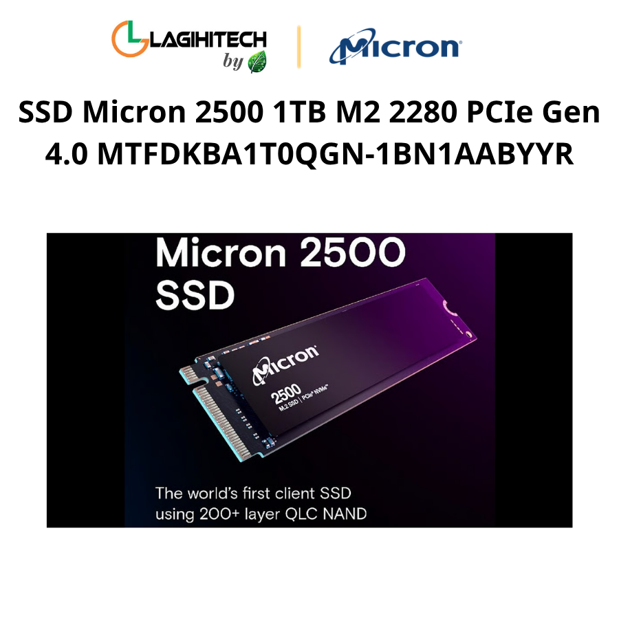SSD Micron 2500 1TB M2 2280 PCIe Gen 4.0 MTFDKBA1T0QGN-1BN1AABYYR h2