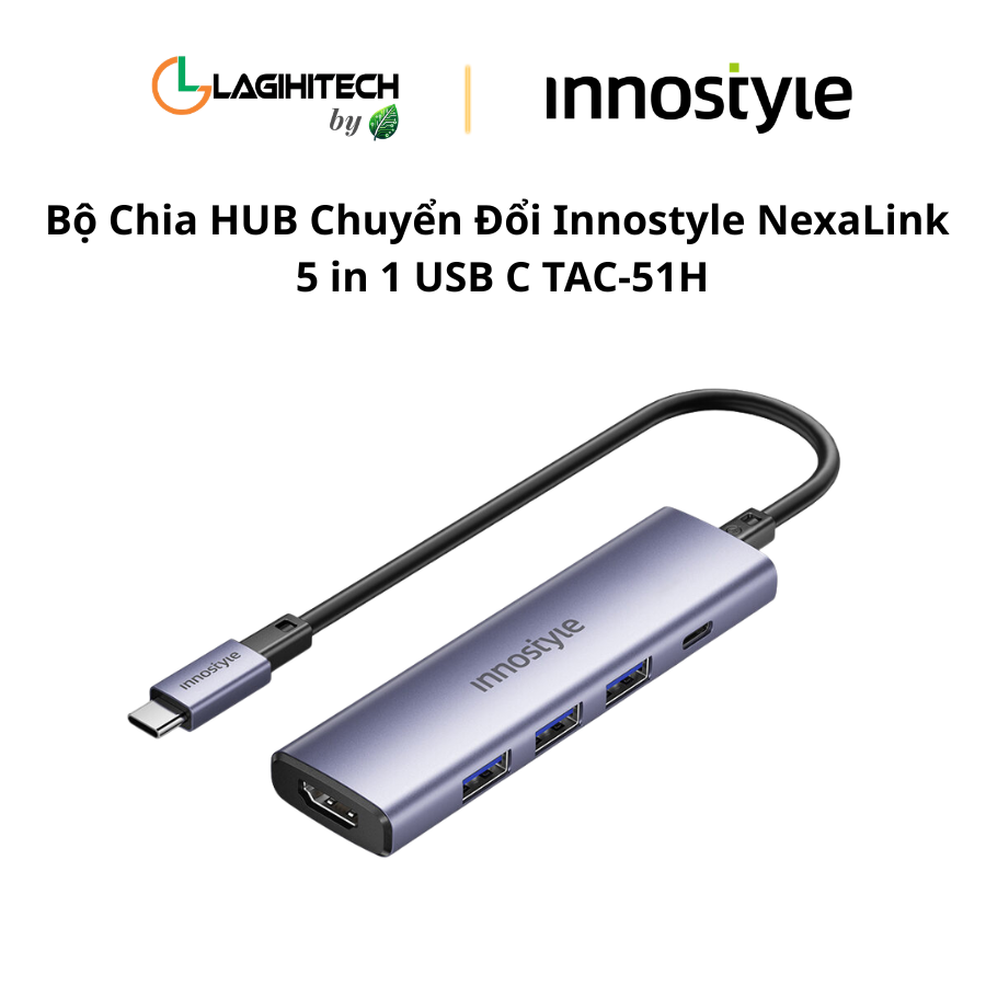 bo chia HUB chuyen doi innostyle nexalink 5 in 1 usb c tac-51h h1