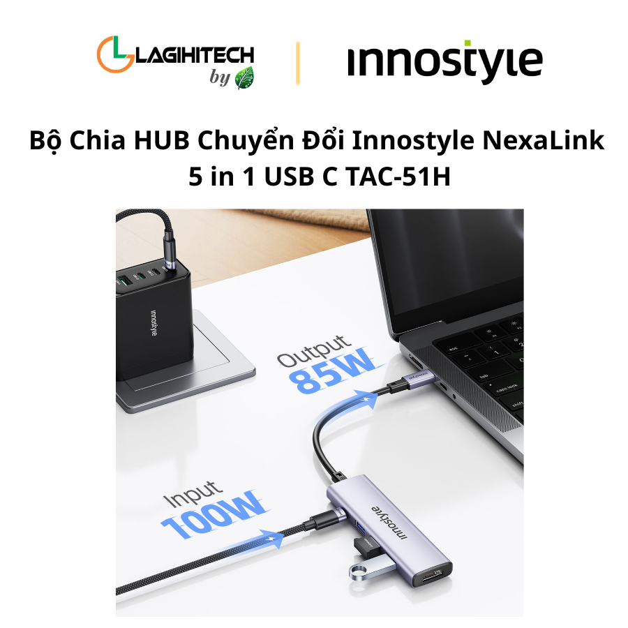 bo chia HUB chuyen doi innostyle nexalink 5 in 1 usb c tac-51h h3