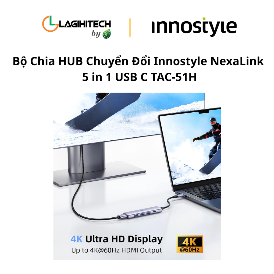 bo chia HUB chuyen doi innostyle nexalink 5 in 1 usb c tac-51h h4