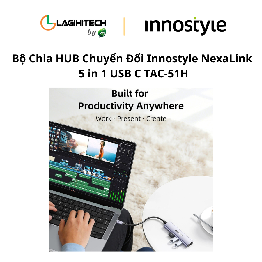 bo chia HUB chuyen doi innostyle nexalink 5 in 1 usb c tac-51h h5