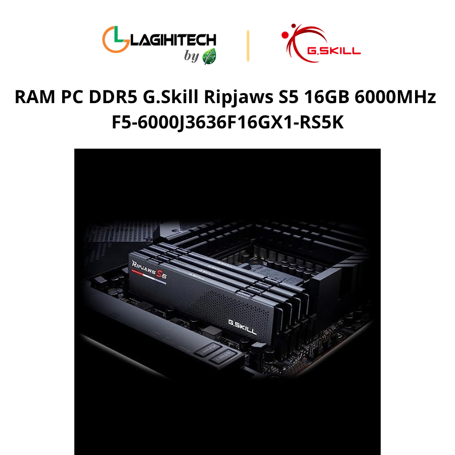 RAM PC DDR5 G.Skill Ripjaws S5 16GB 6000MHz F5-6000J3636F16GX1-RS5K h4