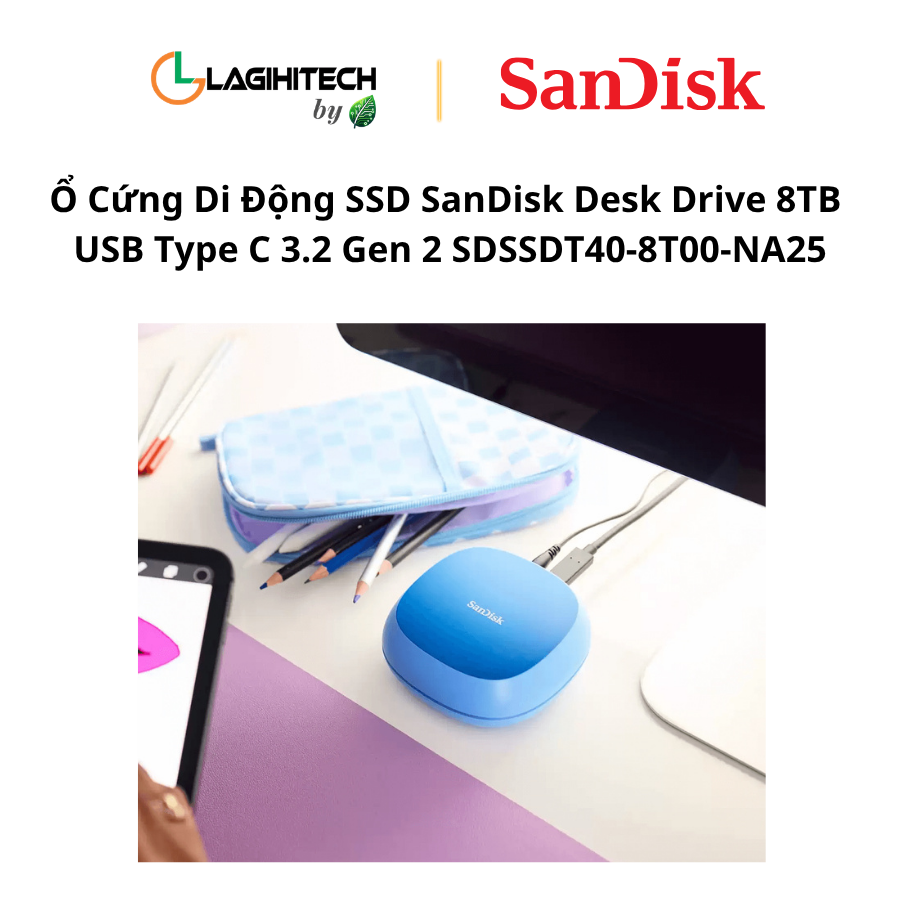 SSD SanDisk Desk Drive 8TB USB Type C 3.2 Gen 2 SDSSDT40-8T00-NA25 h5